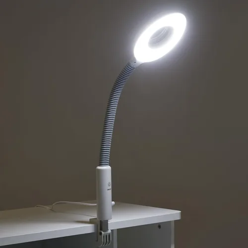 Vista 8 de Fitnessclub 2 en 1 vapor facial 5x LED lámpara de aumento caliente ozono salón de belleza equipo facial para hidratación, blanco
