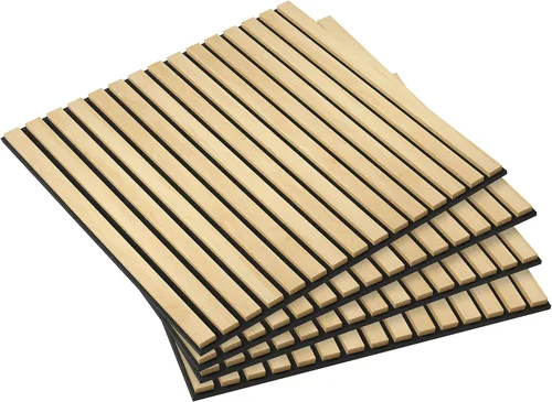 Vista 11 de HOMCOM Paneles acústicos 3D de madera insonorizados, paquete de 4 paneles Gris
