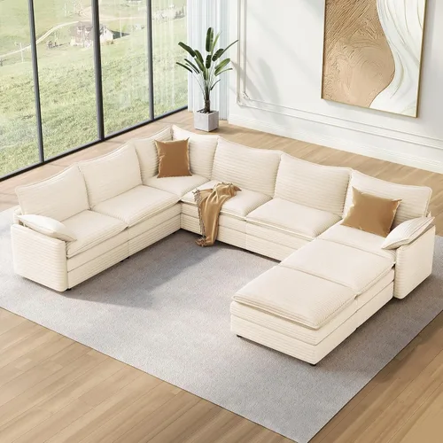 Vista 42 de Vesgantti Sofá modular de 108 pulgadas, cómodo sofá de nube con asiento profundo otomano movible, sofá modular en forma de L, sofás seccionales