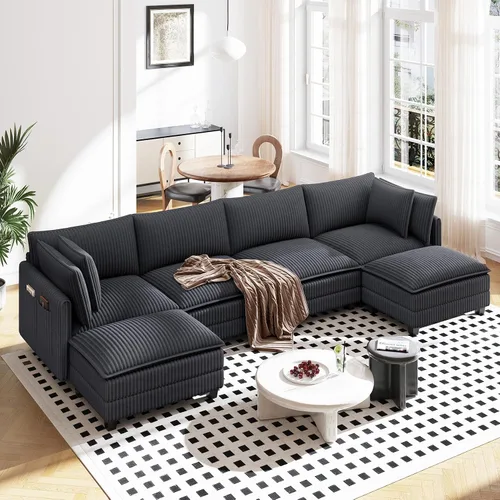 Vista 10 de Vesgantti 74" Cloud Couch for Living Room, 2 Seaters Deep Seat Sectional Modular Sofa, Double Cushion Corduroy Small Sofas Living Room Couches for