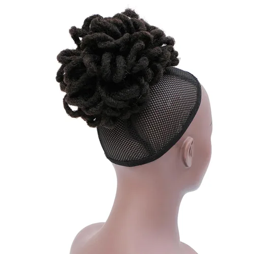 Vista 10 de DreadLocks Chignons Afro High Puff Cola de Caballo con Cordón Moño de Cabello Postizos Faux Locs Chignons con Clip Cola de Caballo para Mujeres