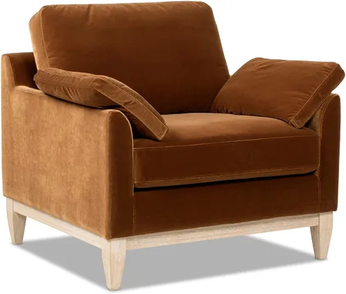 Vista 4 de Jennifer Taylor Home - Silla acentuada Pasadena de 36" de ancho, estilo granja moderna, terciopelo de alto rendimiento color naranja quemado