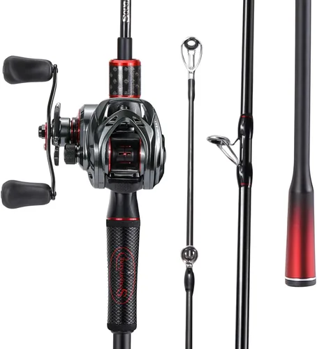 Vista 9 de Sougayilang Baitcasting Fishing Rod and Reel Combo, Medium 6'/7' Low Profile with SuperPolymer Handle (2 Pieces 7ft Left)