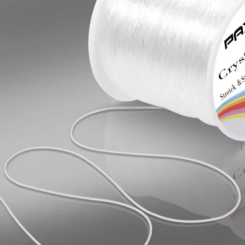Vista 5 de Paxcoo Cuerda elástica de 0.031 in, cuerda elástica de cristal para pulseras, cuentas y fabricación de joyas (393.7 ft)