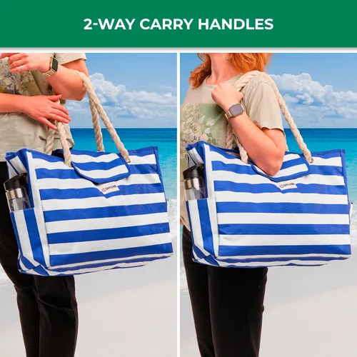 Vista 8 de SHYLERO La bolsa de playa y la bolsa de piscina tiene bolsa hermética, cierre magnético a presión. La bolsa de playa es repelente al agua.
