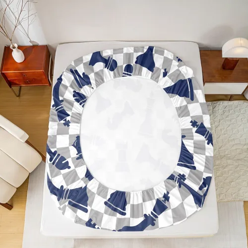 Vista 5 de Erosebridal Juego de sábanas de ajedrez internacional, tamaño individual, juego de ropa de cama de ajedrez para niños, adolescentes y adultos, juego