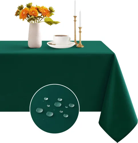 Vista 23 de Romanstile Mantel rectangular – Impermeable y resistente a las arrugas, mantel de poliéster lavable para cocina, comedor, fiesta, boda, uso en Beige