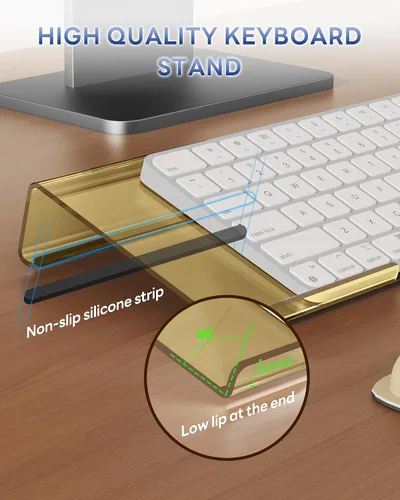 Vista 5 de Laborio Soporte de muñeca para teclado de computadora para escritorio, soporte para teclado para escribir fácilmente con almohadilla de muñeca