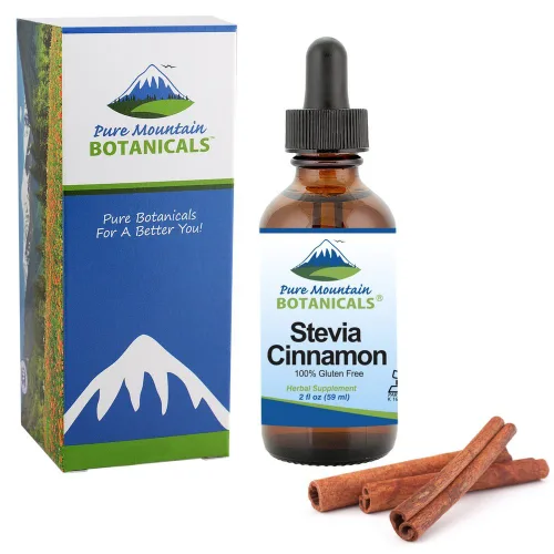Vista 3 de Gotas de estevia de canela dulce, sin alcohol y sustituto de azúcar kosher, botella de vidrio de 2 onzas