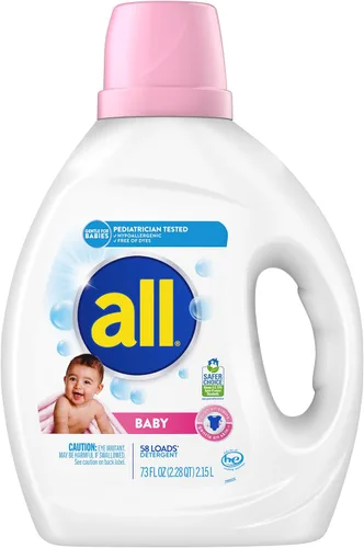 Vista 5 de All Detergente líquido para ropa, suave para bebé, 24 cargas, 30 onzas líquidas