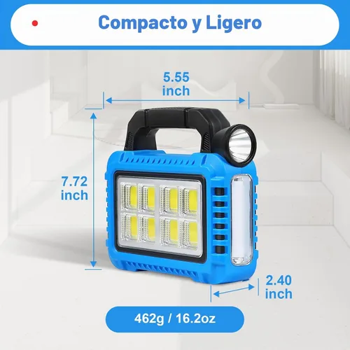 Vista 5 de TANSOREN Linterna de camping accesorios esenciales para engranajes de luces solares, linterna LED para cortes de energía, luces recargables