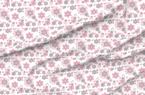 Vista 4 de Spoonflower Tela: rosa, gris y gris, floral, habitación de bebé, estampado en tela de gasa, cuarto de gordo, costura de moda, vestidos