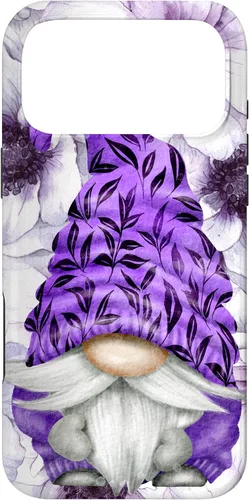Vista 22 de Unique Purple Gnome with Lilac Anemones Floral Aesthetic Case for iPhone 17