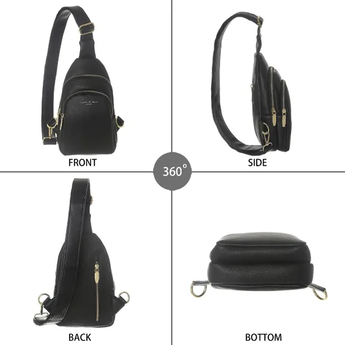 Vista 7 de Bolso cruzado pequeño, riñonera para mujeres y hombres, bolso bandolera de cuero para regalos, Estilo5-Rosa