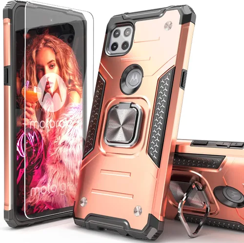 Vista 16 de Funda delgada para Moto One 5G Ace con protector de pantalla, absorción de golpes, resistente a prueba de caídas, con soporte de automóvil, funda
