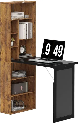 Vista 11 de HOMCOM Escritorio plegable convertible para computadora, color negro