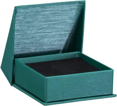 Vista 10 de ALLUREPACK Caja - Caja de regalo de joyería de papel de cartón cepillado de seda con cierre en ángulo moderno de élite, interior de espuma con Negro