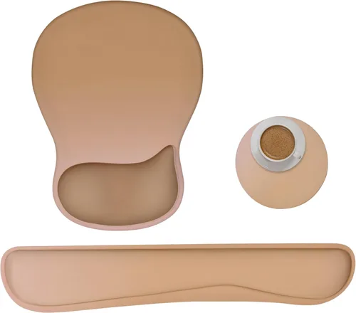 Vista 10 de Soporte de reposo para muñeca para conjunto de alfombrilla de ratón y teclado, posavasos circular, alfombrilla de ratón gaming, conjunto ergonómico