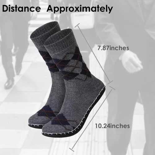 Vista 5 de Vihir Calcetines de invierno para hombre, antideslizantes, para el hogar, cálidos, para interiores, para el hogar