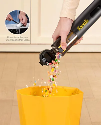 Vista 7 de Fanttik Slim V10 APEX - Aspiradora inalámbrica para automóvil, mini aspiradora portátil 4 en 1, potencia de succión de 19 kPa, pantalla digital Negro