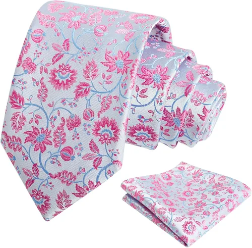 Vista 184 de Alizeal Mens 3.15inches Leaf Flower Pattern Tie with Floral Pocket Square Set