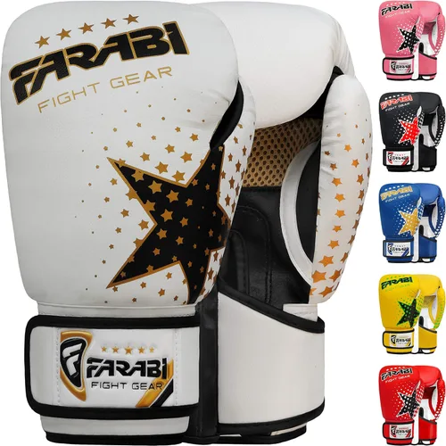 Vista 15 de Farabi - Guantes de boxeo para niños, para Muay Thai, Kick Boxing, entrenamiento, MMA, saco de boxeo