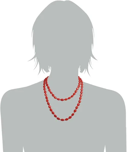 Vista 2 de Jane Stone Funky - Collar con colgante de doble hebra color rojo turquesa con doble capa collar en racimo