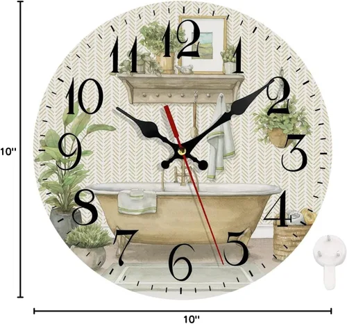 Vista 7 de LOKMU Reloj silencioso sin tictac de 10 pulgadas, reloj de pared redondo, decorativo para sala de estar, cocina, hogar, baño, dormitorio, oficina