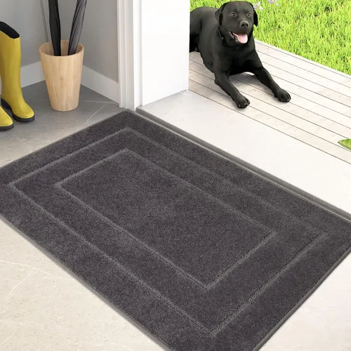 Vista 34 de PURRUGS Tapete para puerta que atrapa la suciedad, 20 x 31.5 pulgadas, antideslizante, lavable a máquina, tapete de entrada para perro, tapete