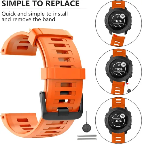 Vista 6 de OVERSTEP Correa de reloj para Garmin Instinct Smartwatch - Amarillo ámbar Correa de repuesto de silicona suave de 0.866 in compatible con Garmin