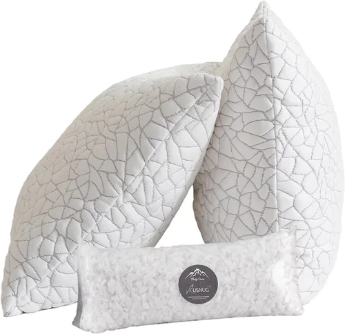 Vista 8 de Juego de 2 almohadas refrescantes de espuma viscoelástica triturada, tamaño Queen, funda extraíble de rayón de bambú + espuma de gel extra, 100%
