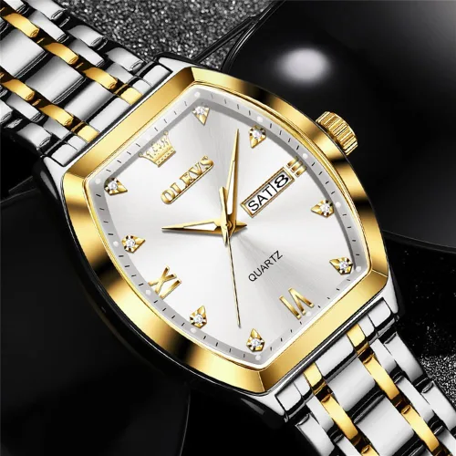 Vista 2 de OLEVS Men Watches Square Business Dress Diamond Analog Quartz Date Luxury Watch for Men Casual Stainless Steel Waterproof Luminous Wrist Watch