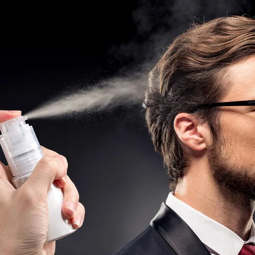 Vista 3 de HSOMiD Paquete de 2 botellas vacías en polvo, polvo de barbero, talco, fibras capilares, aplicador para peluquería, limpieza, plantas, nebulización