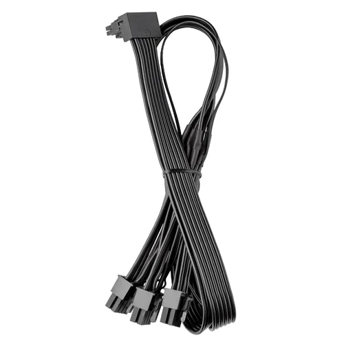 Vista 5 de CableMod Basics C-Series 12VHPWR Cable PCI-e de 90 grados StealthSense para Corsair - Variante A (negro, 16 pines a doble 8 pines, 23.6 in)