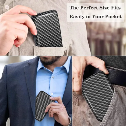 Vista 6 de Mini tarjetero para mujeres u hombres, bloqueo RFID, funda rígida para tarjetas de identificación, cartera de viaje