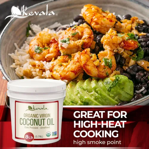 Vista 4 de Kevala Aceite de coco orgánico, 128 onzas líquidas