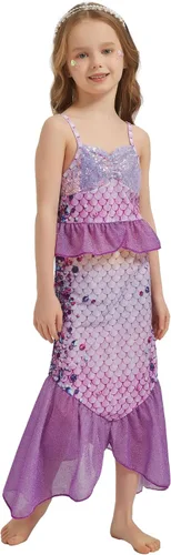 Vista 3 de Disfraz de sirena para niñas pequeñas, vestido de sirena para Halloween, vestido de princesa