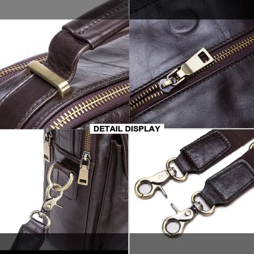 Vista 7 de Contacts Bolso bandolera de cuero para hombre, 9.7 pulgadas, iPad, vintage, de cuero auténtico, bolso de viaje para el trabajo, Café