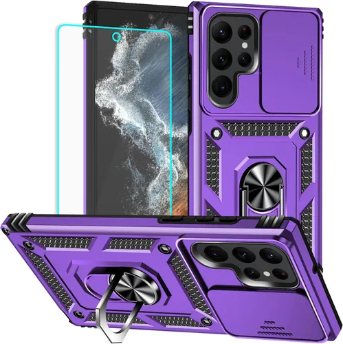 Vista 7 de Funda para Samsung Galaxy S22 Ultra con protector de pantalla: [grado militar de 20 pies a prueba de caídas] anillo a prueba de golpes para Samsung