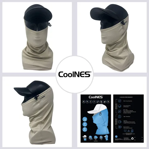 Vista 3 de CoolNES - Polaina para el cuello con cordón, máscara facial reutilizable y transpirable, lavable, protección solar UV UPF 50+