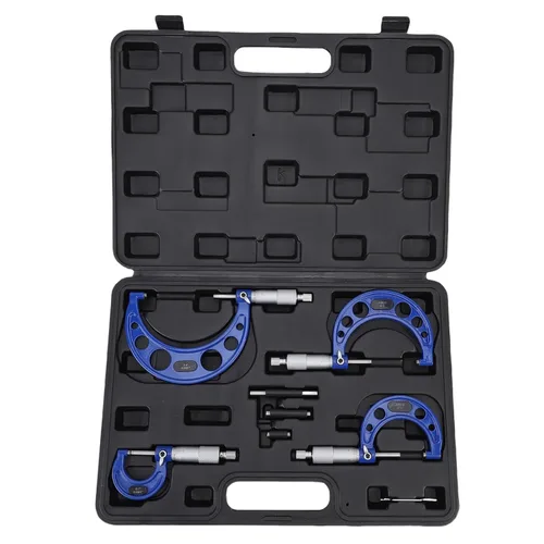 Vista 5 de Keenso 4PCS Outside Micrometer Set, 0-1 Inch 1-2 Inch 2-3 3-4 Machinist Measuring Tool with High Accuracy 0.0001in Graduation, for Quality Control