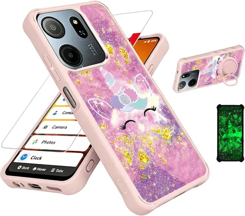 Vista 85 de jioeuinly JSF-DJS - Funda compatible con Nothing Phone 2a con protector de pantalla de vidrio templado, policarbonato duro + silicona suave, soporte