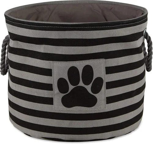 Vista 21 de Bone Dry - Cesta de almacenamiento para mascotas, diseño de parche de pata rayado, aguamarina, rectángulo pequeño