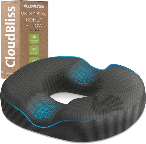 Vista 25 de Cojín de Asiento para Hemorroides en Forma de Dona Negro