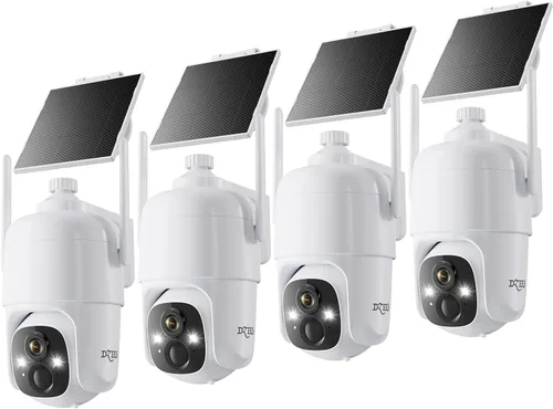 Vista 9 de Dzees Cámaras de seguridad inalámbricas para exteriores, 2K Pan/Tilt 360° View Solar/Baterías WiFi alimentadas por baterías para seguridad del hogar