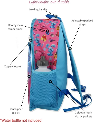 Vista 2 de Nickelodeon Blue's Clues & You Kids - Juego escolar de 5 piezas con mochila de 16 pulgadas, Rosado, Blue's Clues & You Girls - Mochila escolar de 5