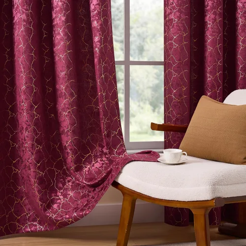 Vista 22 de Cortinas marrones y doradas de 63 pulgadas de largo, 2 paneles de cortinas geométricas para oscurecer la habitación, cortinas con ojales, estampado
