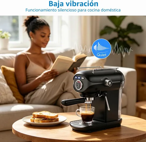 Vista 6 de XIXUBX Máquina de Espresso, Bomba de 20 BAR Control de Temperatura, Cafetera Espresso Compacta con Espumador de Leche al Vapor, Cafeteras