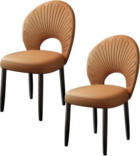 Vista 38 de JKGHK Dining Chairs, Leather Kitchen Chairs, Upholstered Armless Dining Room Chair, Accent Living Room Side Chair with High Backrest, for Cafe Black