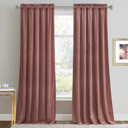 Vista 42 de RYB HOME Cortinas opacas de terciopelo para dormitorio, aislamiento térmico, privacidad, luz solar, bloqueo de calor, cortinas lujosas con bolsillo